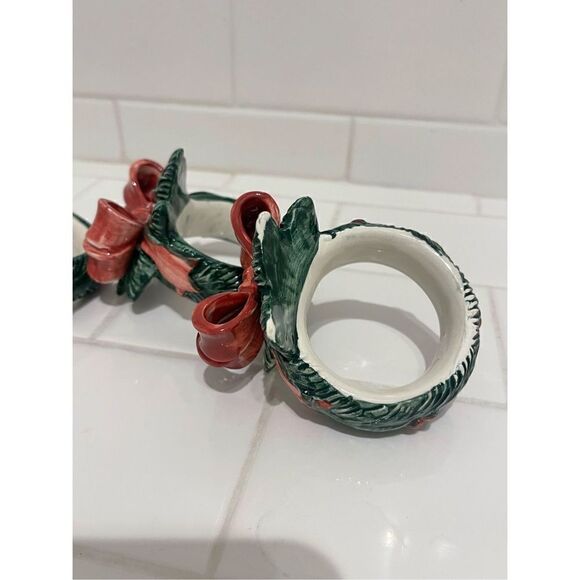 Vintage Fitz & Floyd Ceramic Holiday Napkin Rings - Picture 3 of 8